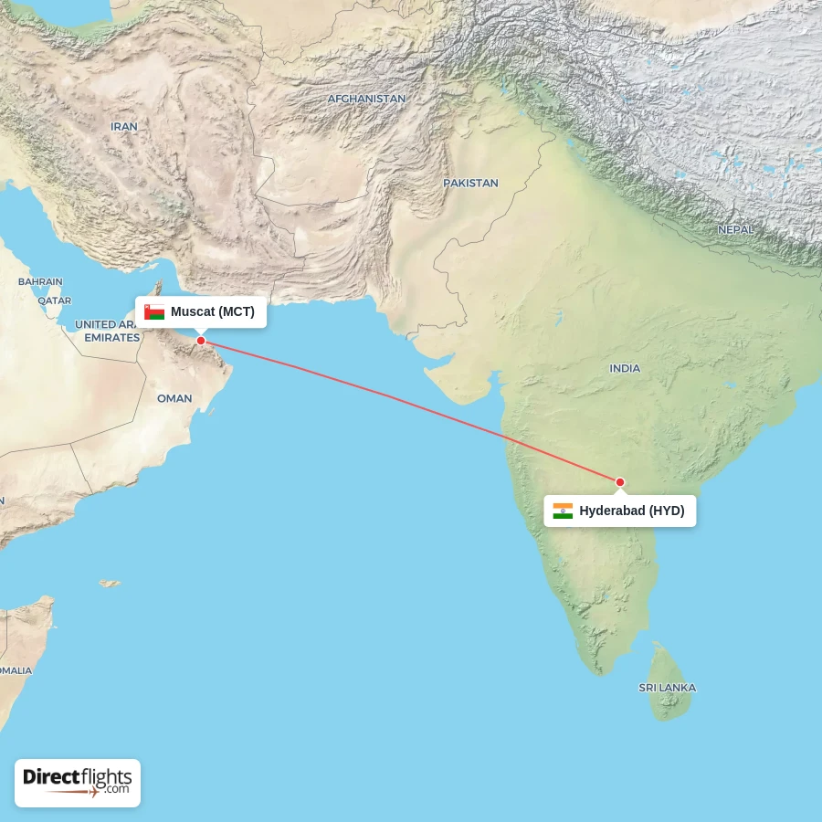 HYD - MCT route map