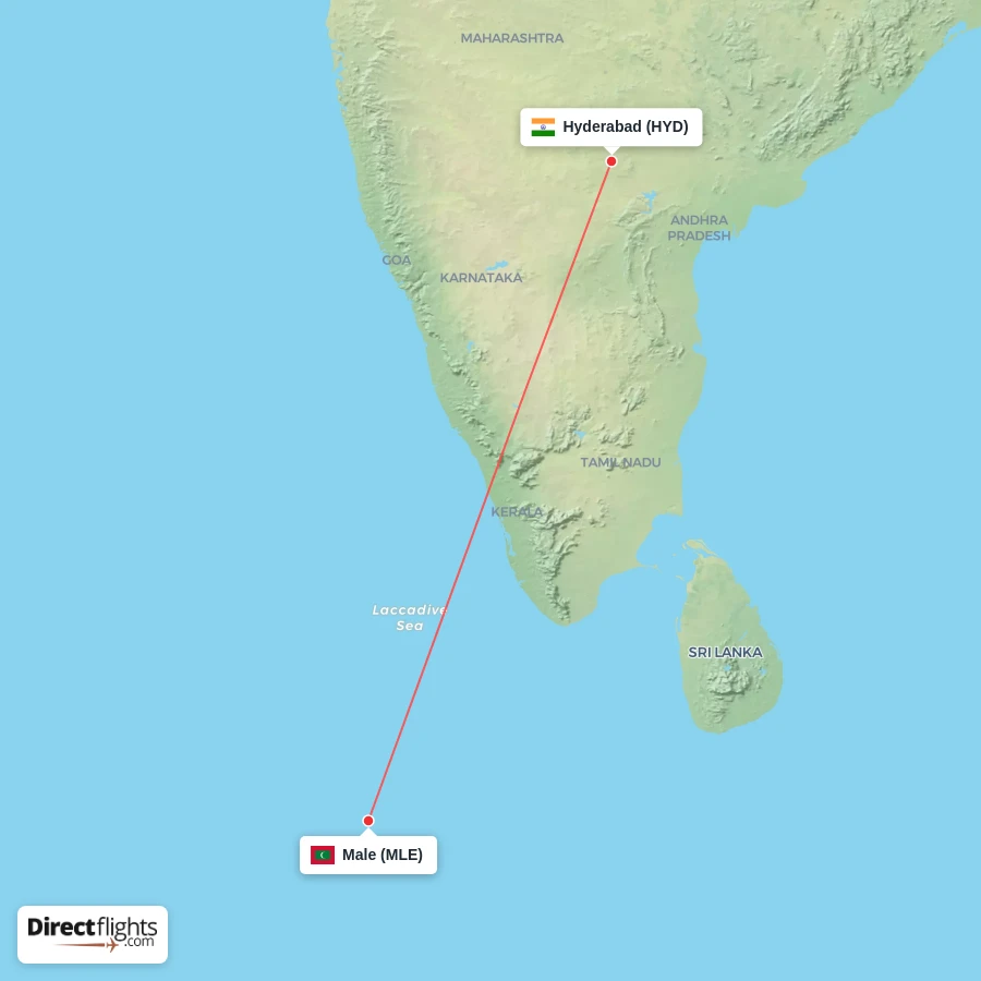 HYD - MLE route map