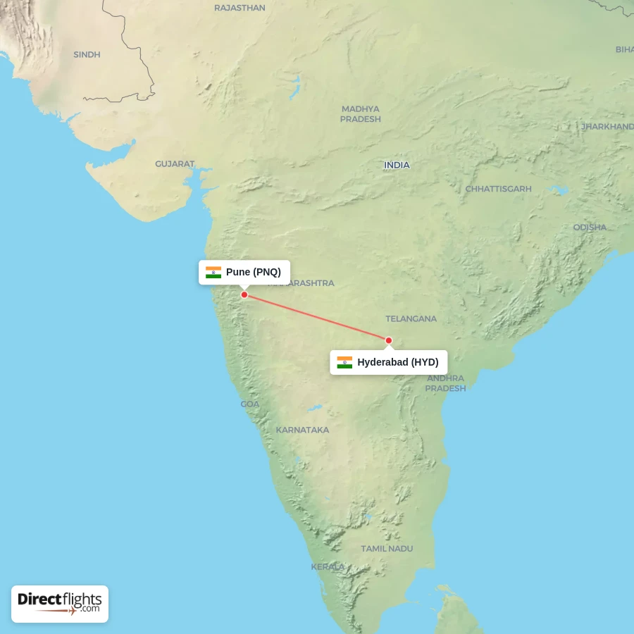 HYD - PNQ route map