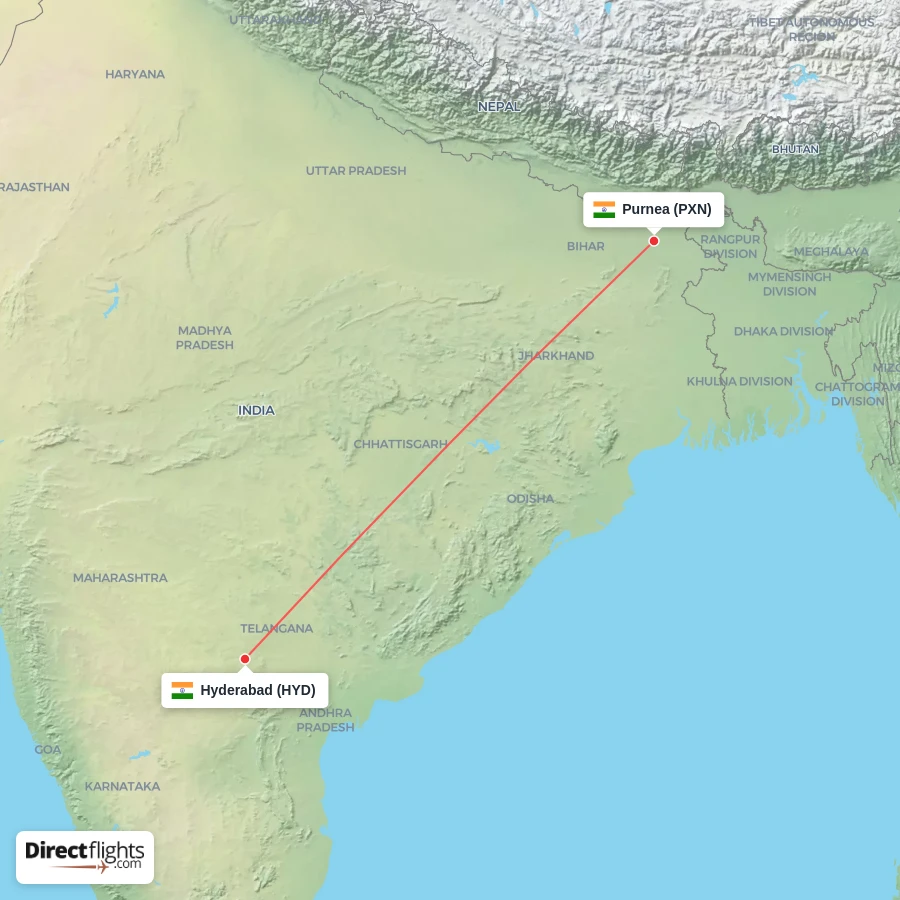 HYD - PXN route map