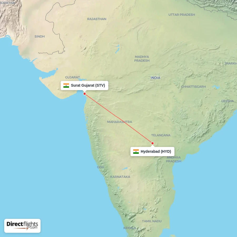 HYD - STV route map