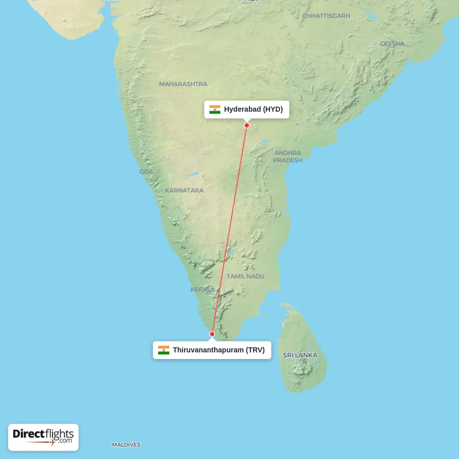 HYD - TRV route map