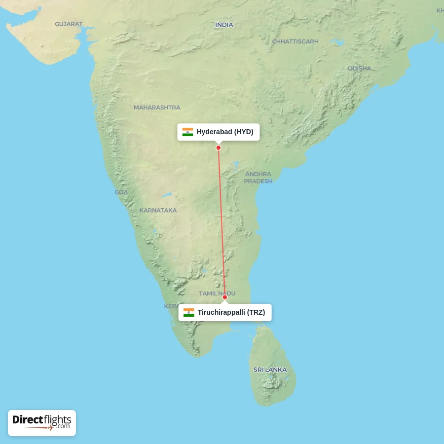 HYD - TRZ route map
