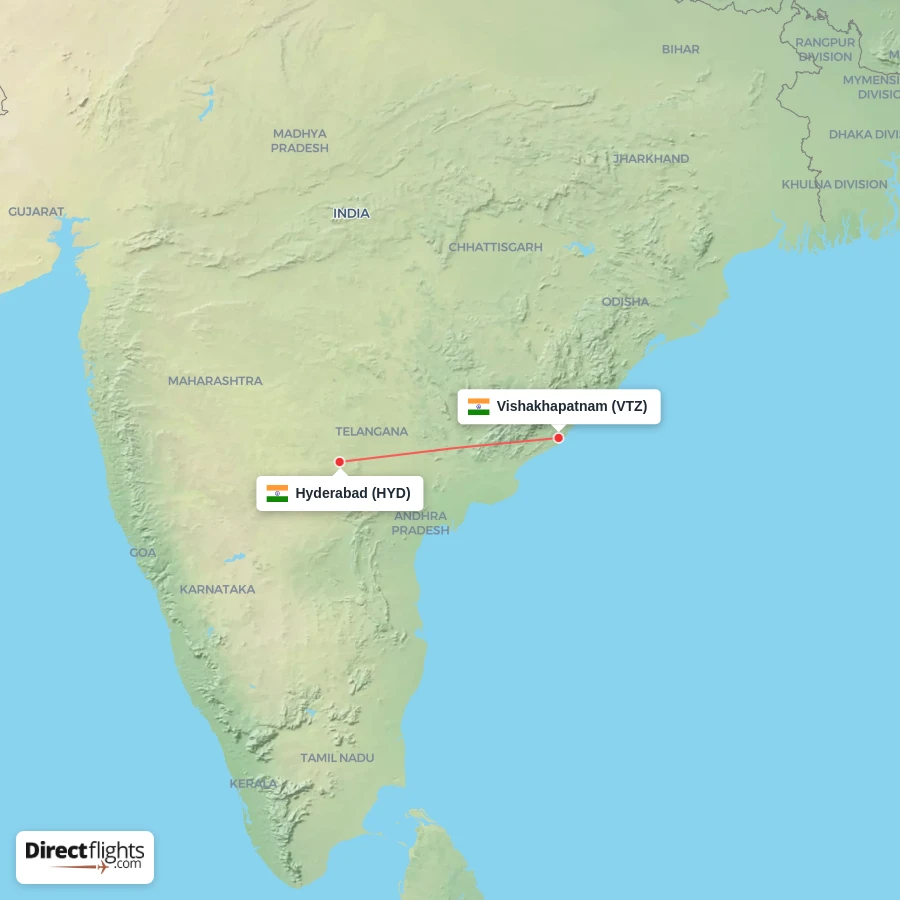 HYD - VTZ route map