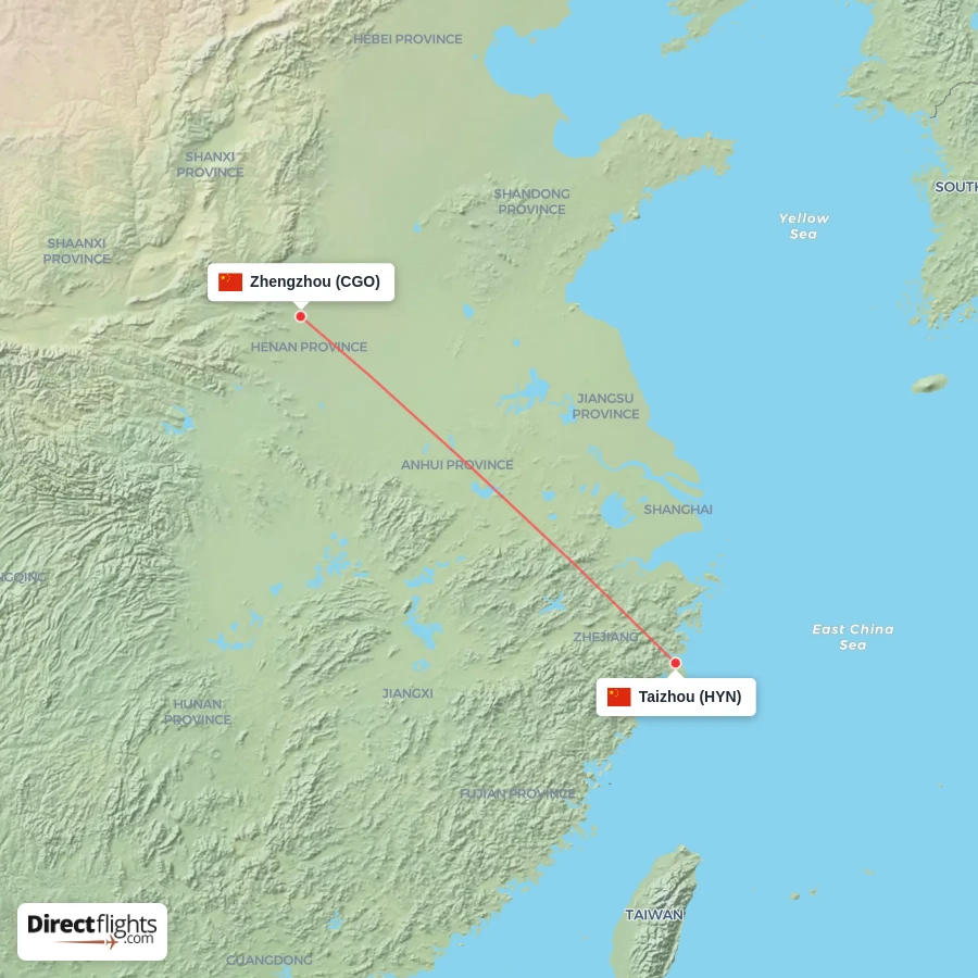 HYN - CGO route map