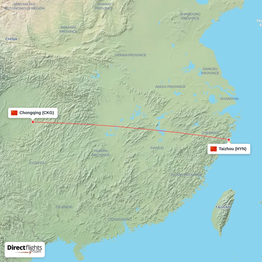 HYN - CKG route map