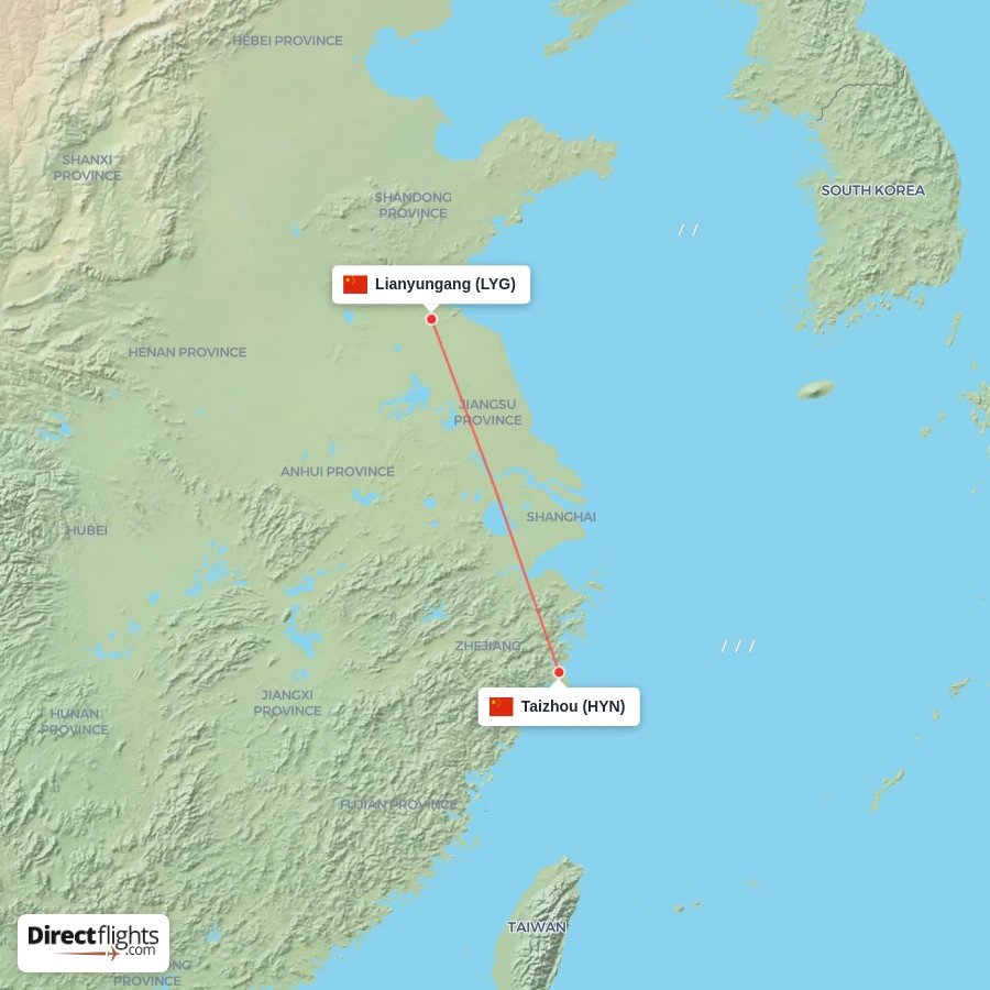 HYN - LYG route map