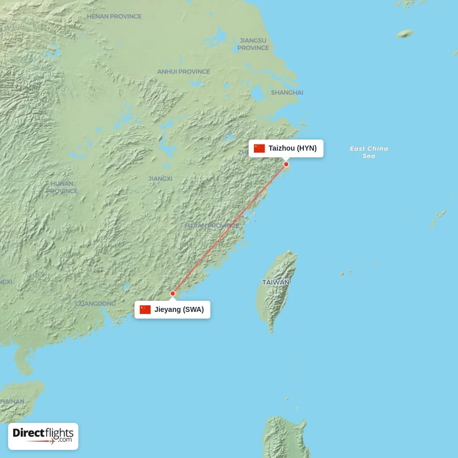 HYN - SWA route map
