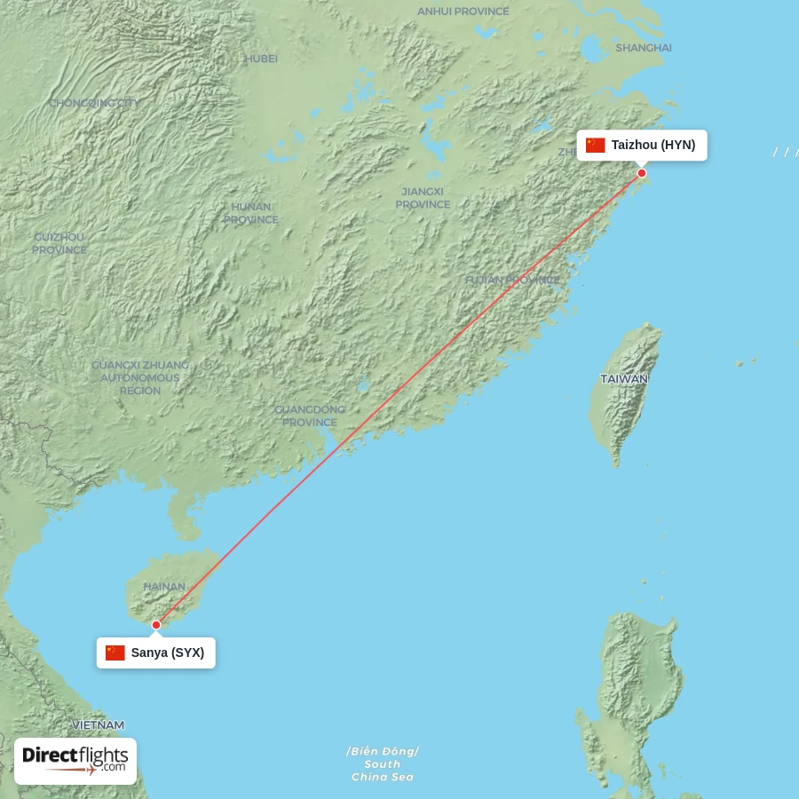 HYN - SYX route map