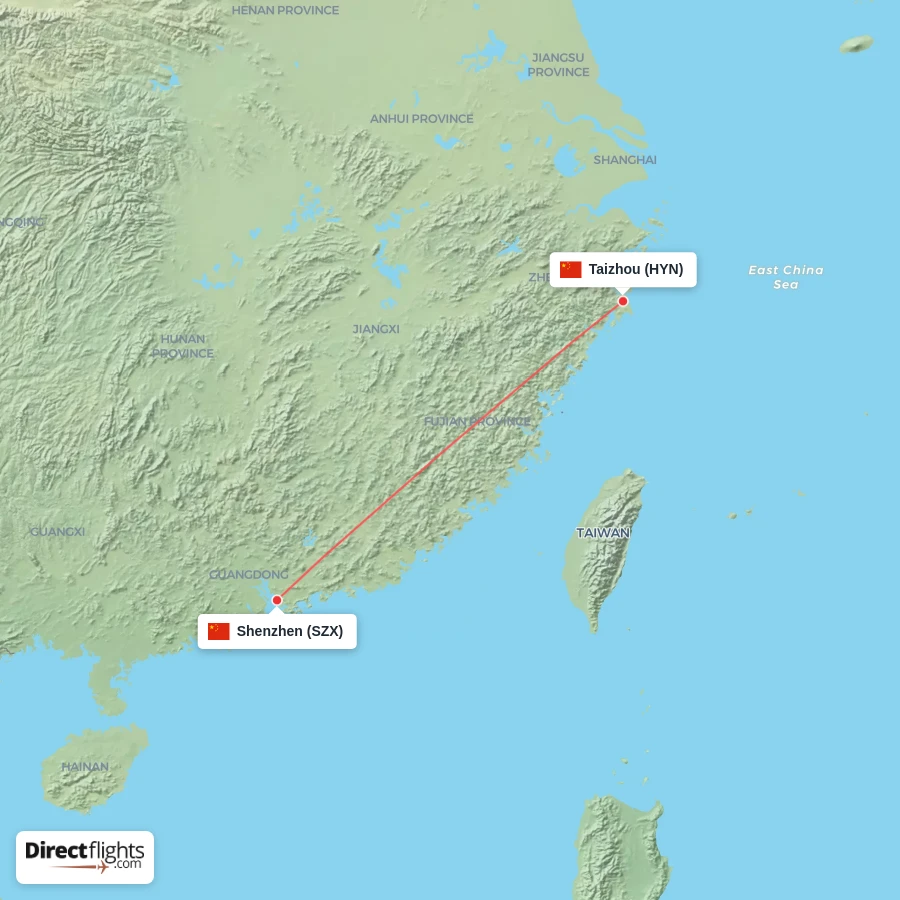 HYN - SZX route map