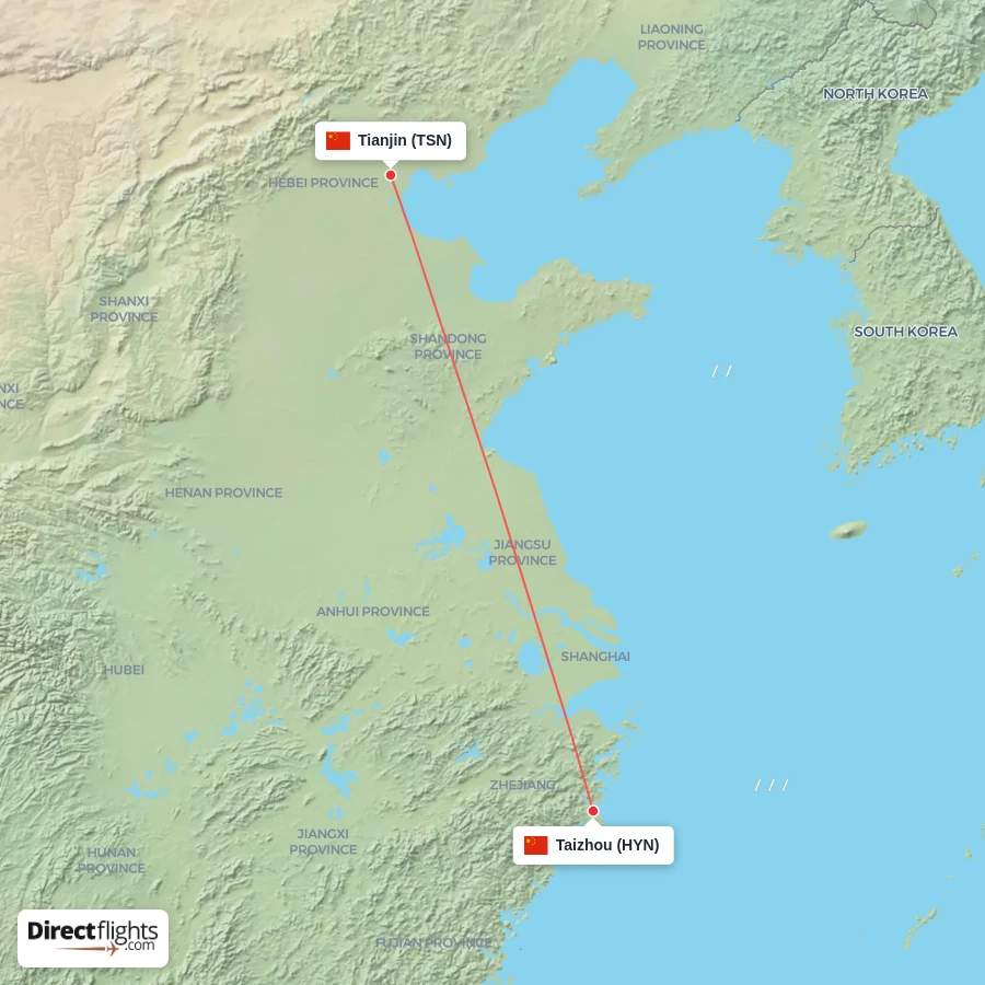 HYN - TSN route map