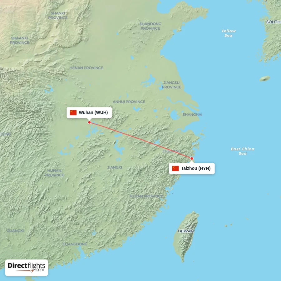 HYN - WUH route map