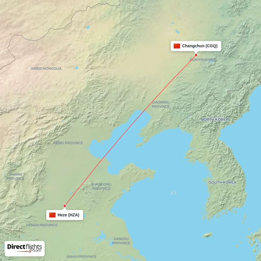 HZA - CGQ route map