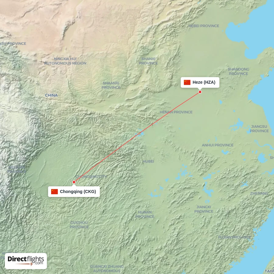 HZA - CKG route map