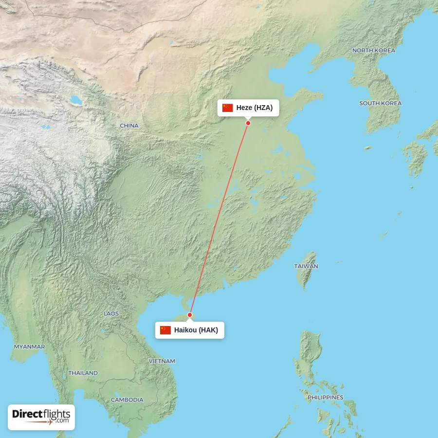 HZA - HAK route map
