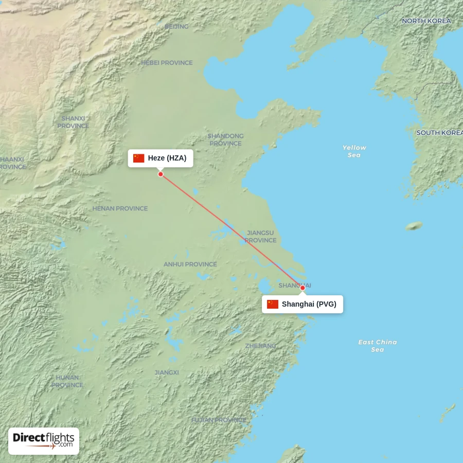 HZA - PVG route map