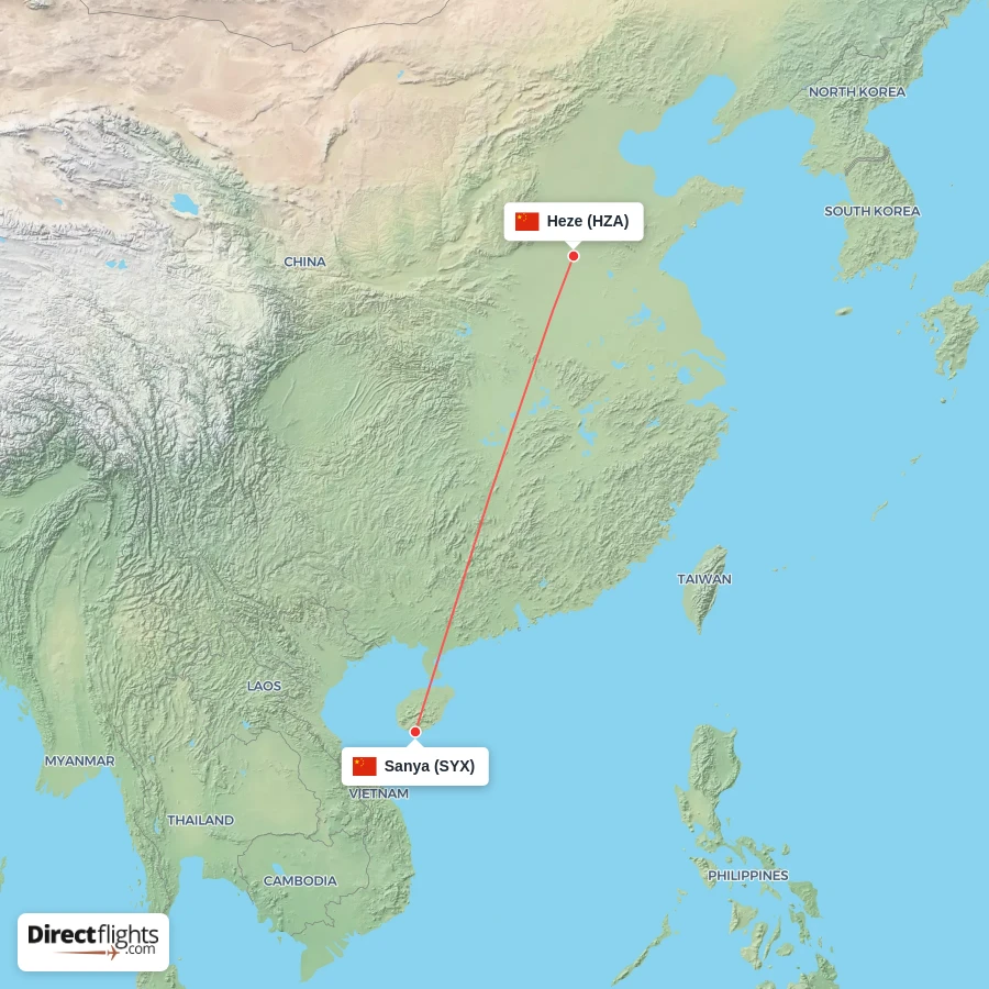 HZA - SYX route map