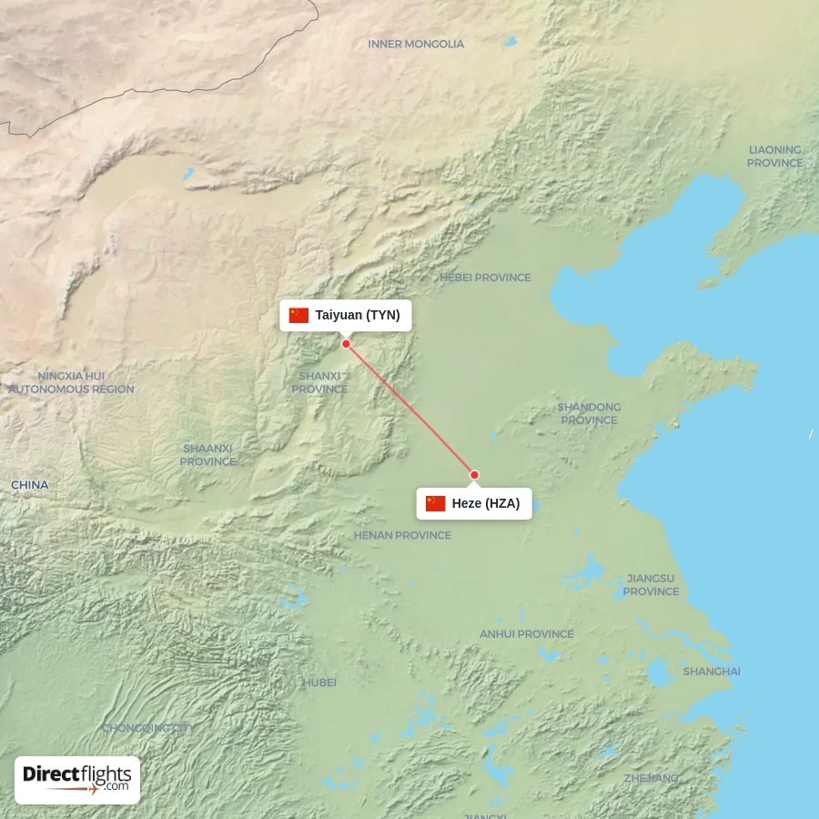HZA - TYN route map