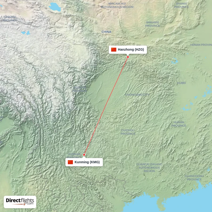 HZG - KMG route map