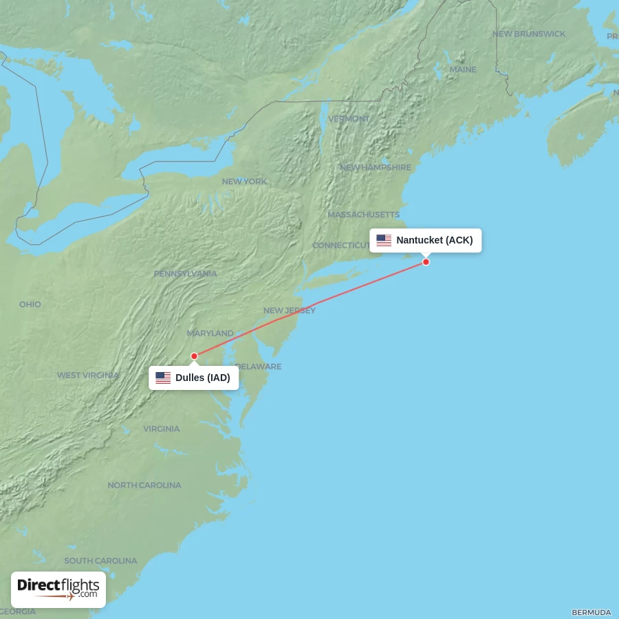 IAD - ACK route map