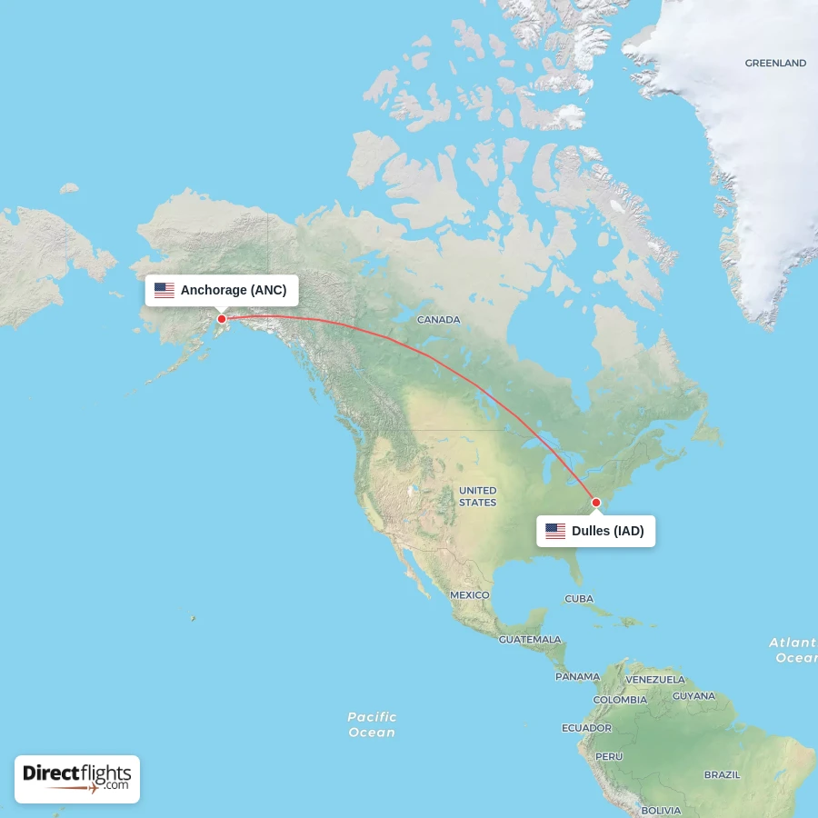 IAD - ANC route map