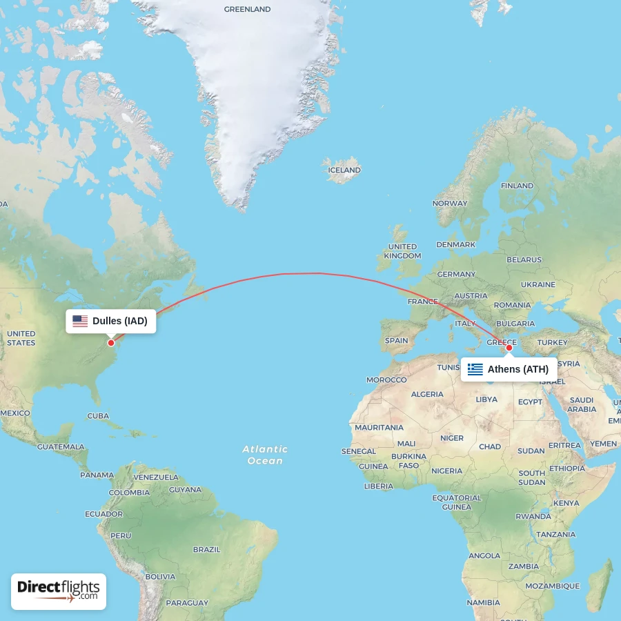 IAD - ATH route map