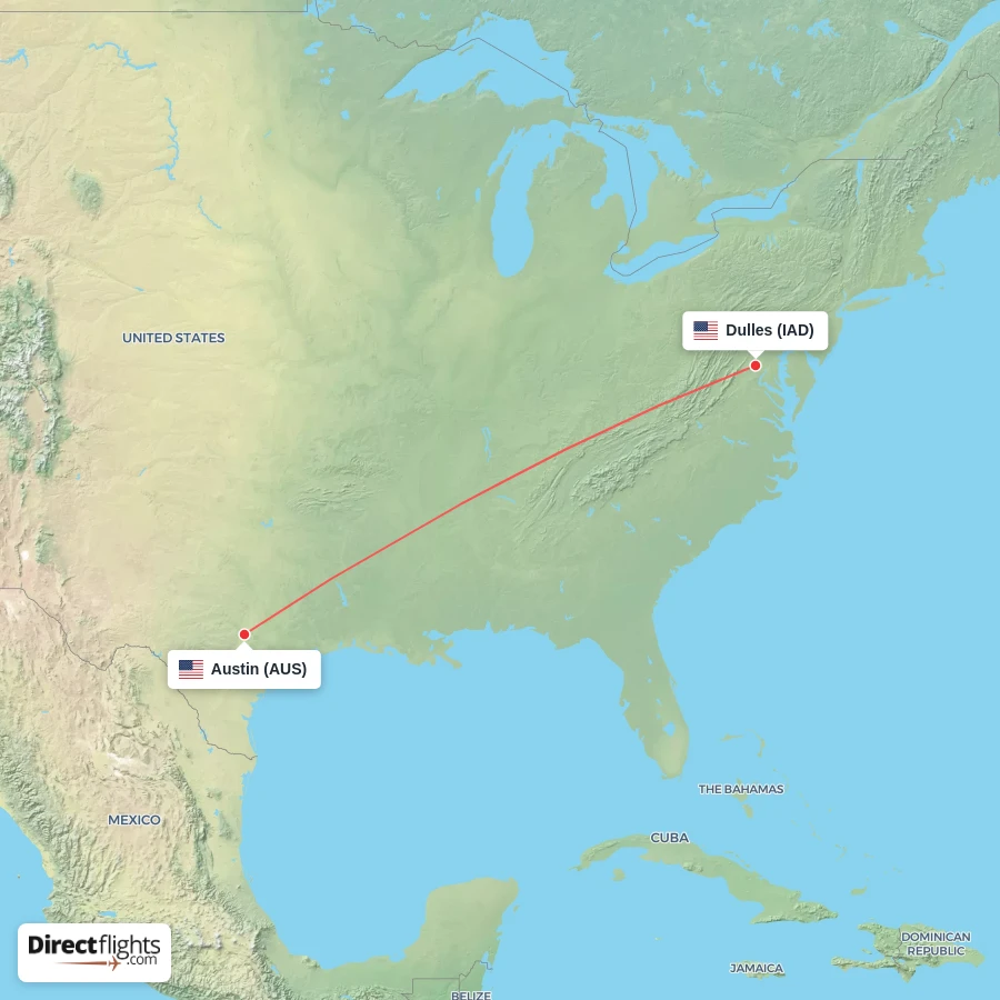 IAD - AUS route map