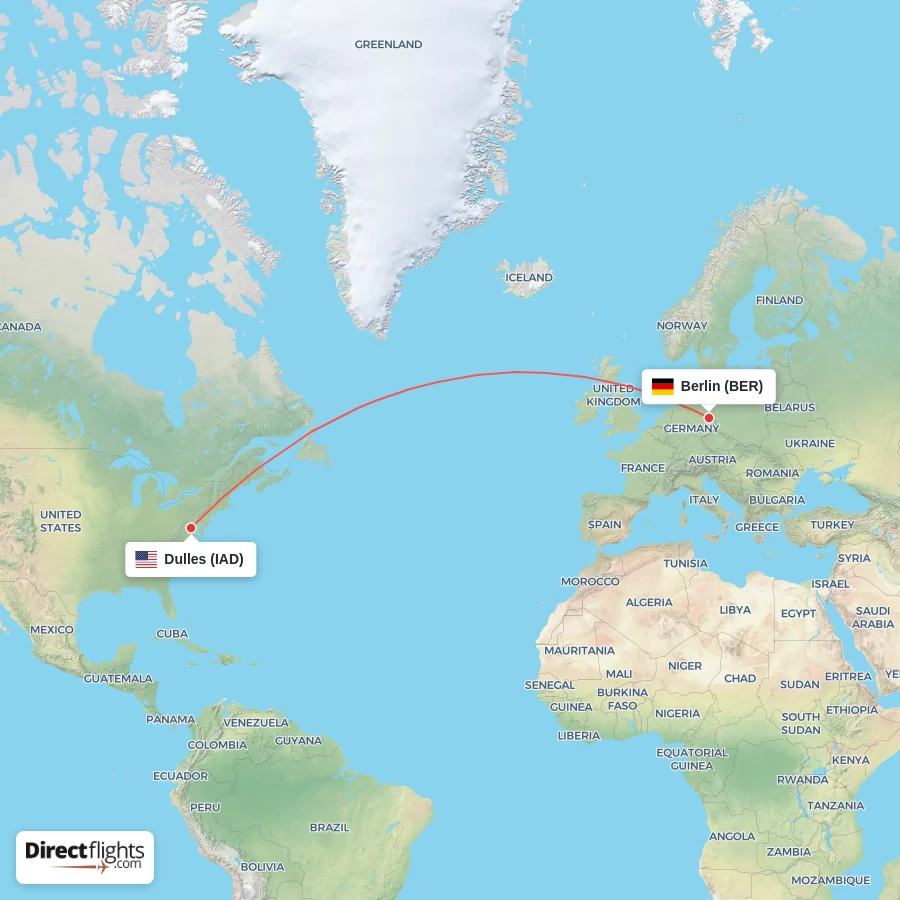IAD - BER route map