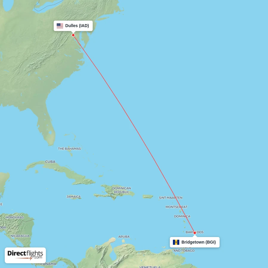 IAD - BGI route map