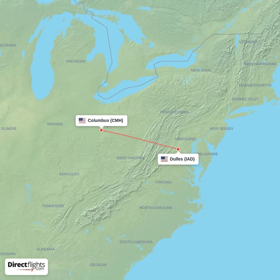 IAD - CMH route map