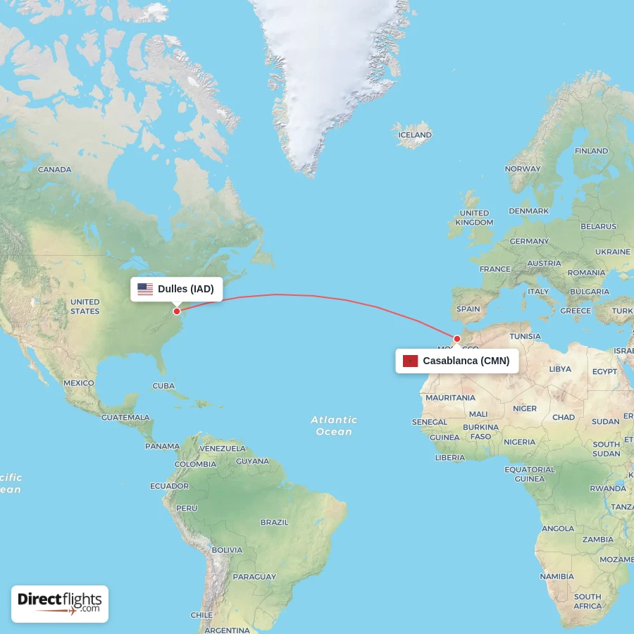 IAD - CMN route map