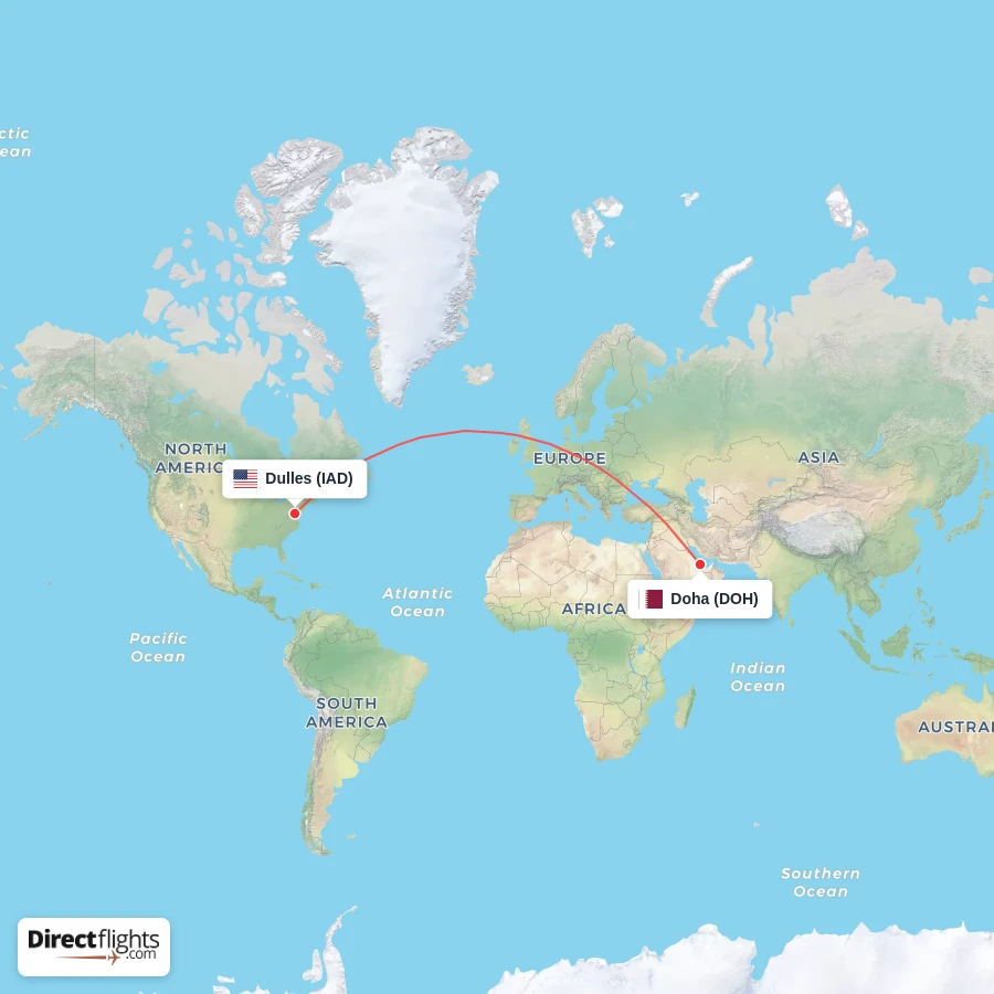 IAD - DOH route map