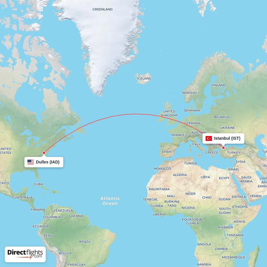 IAD - IST route map