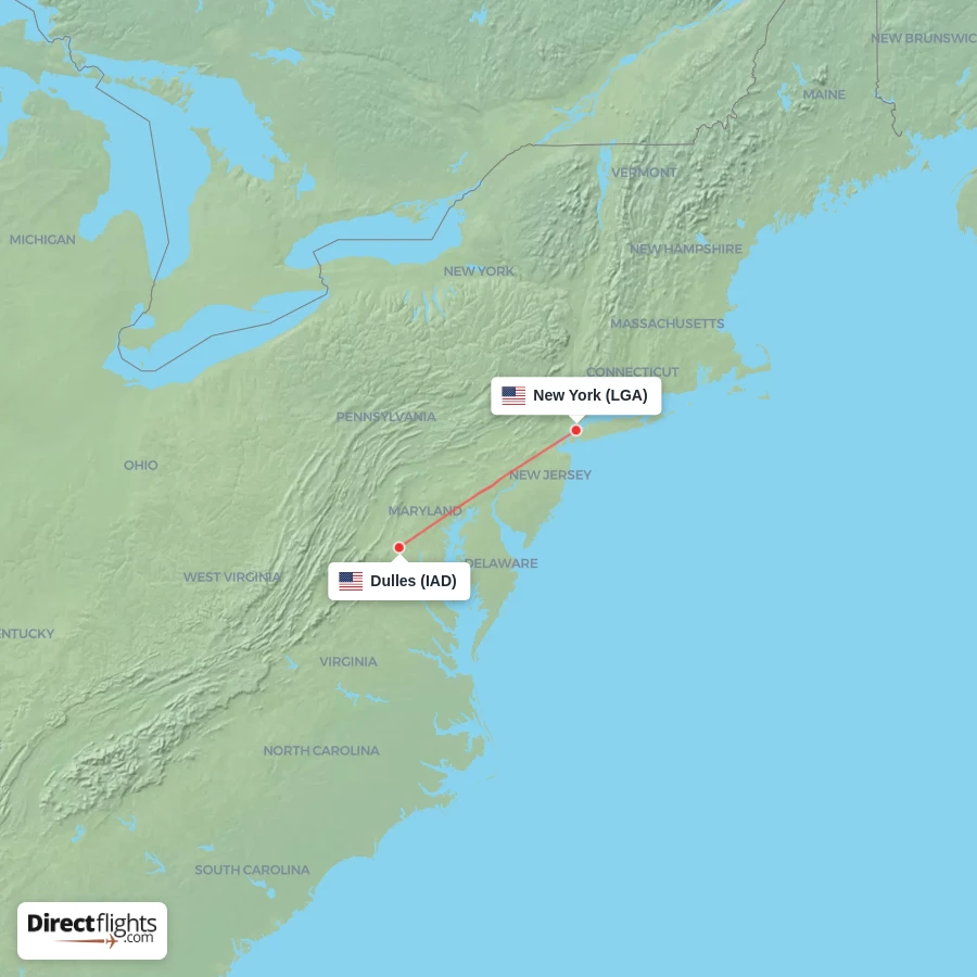 IAD - LGA route map
