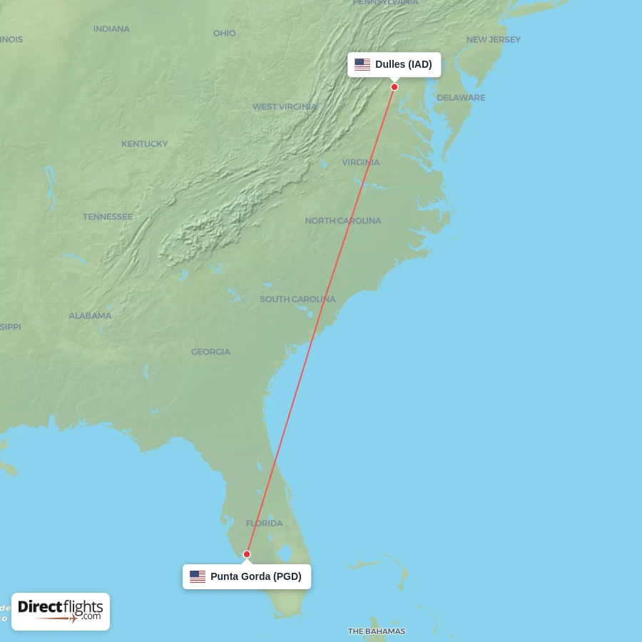 IAD - PGD route map