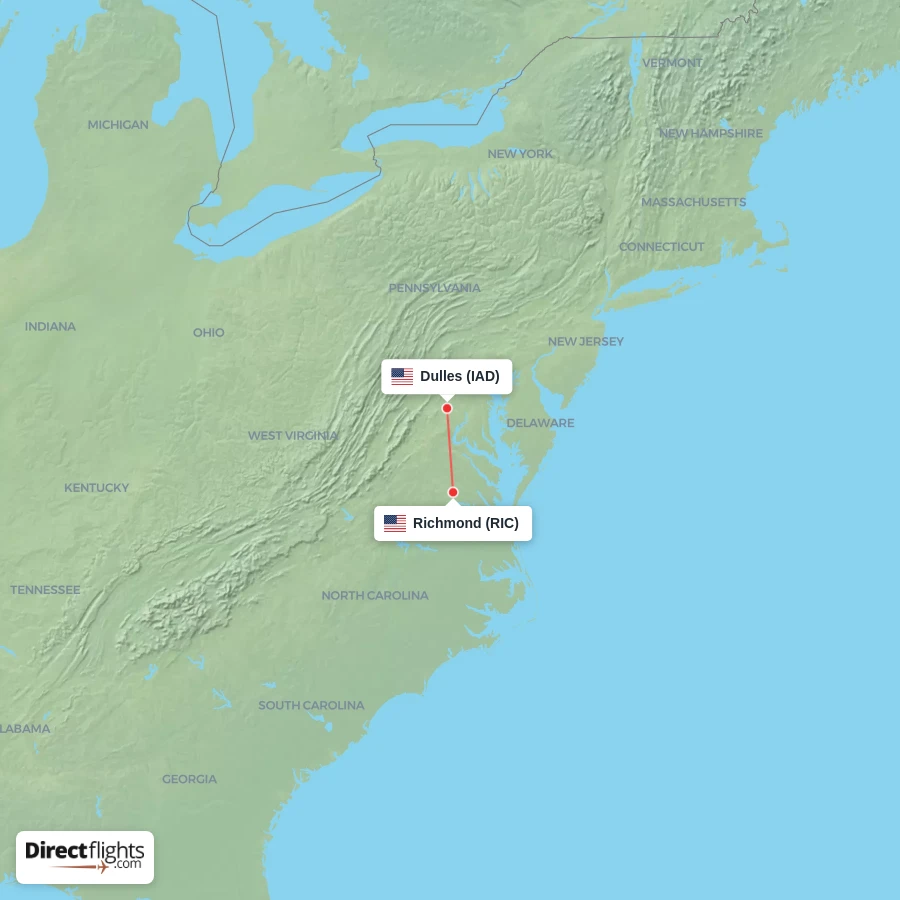 IAD - RIC route map
