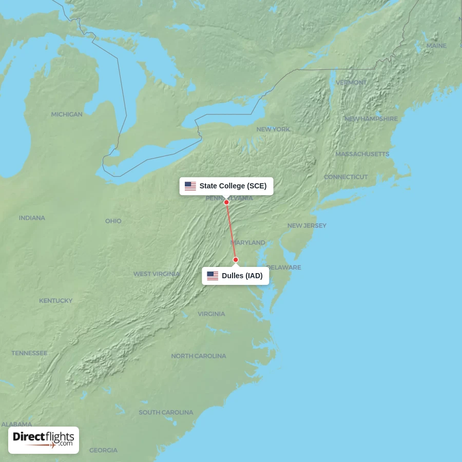 IAD - SCE route map