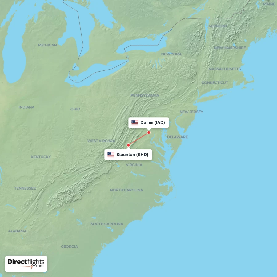 IAD - SHD route map