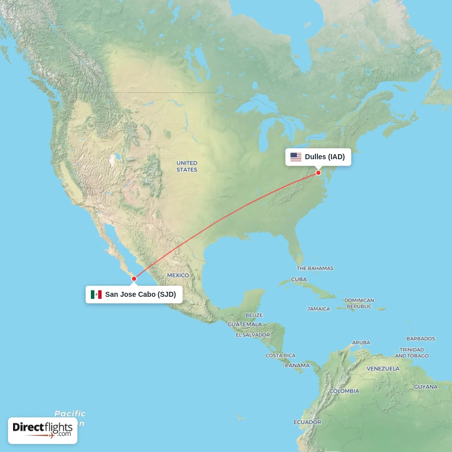 IAD - SJD route map