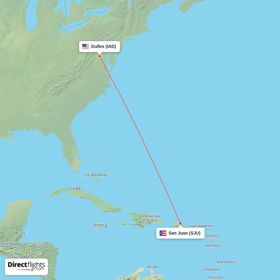 IAD - SJU route map