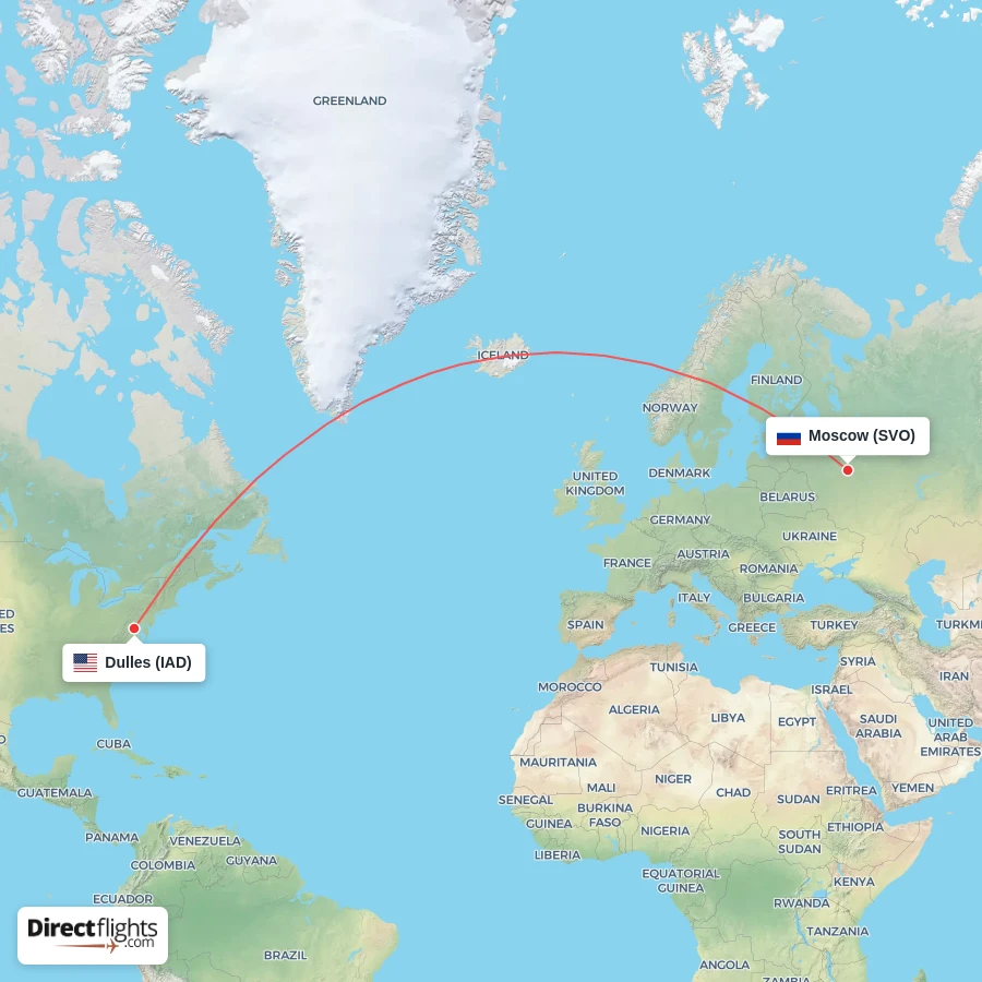 IAD - SVO route map