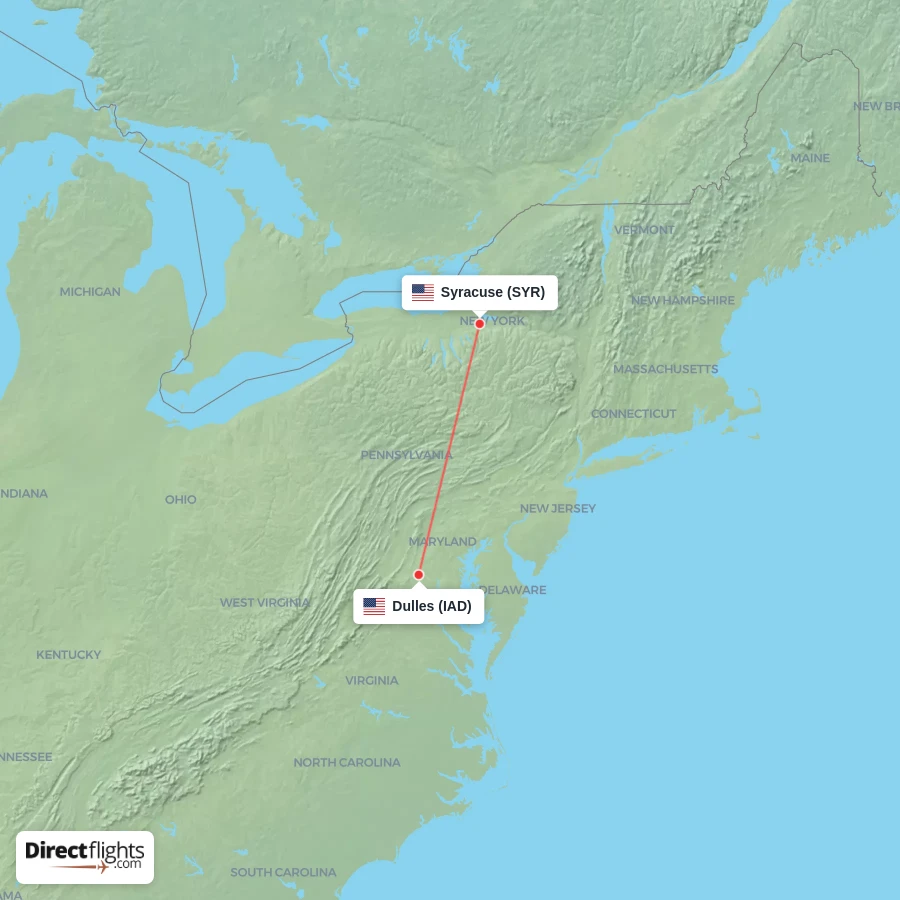 IAD - SYR route map