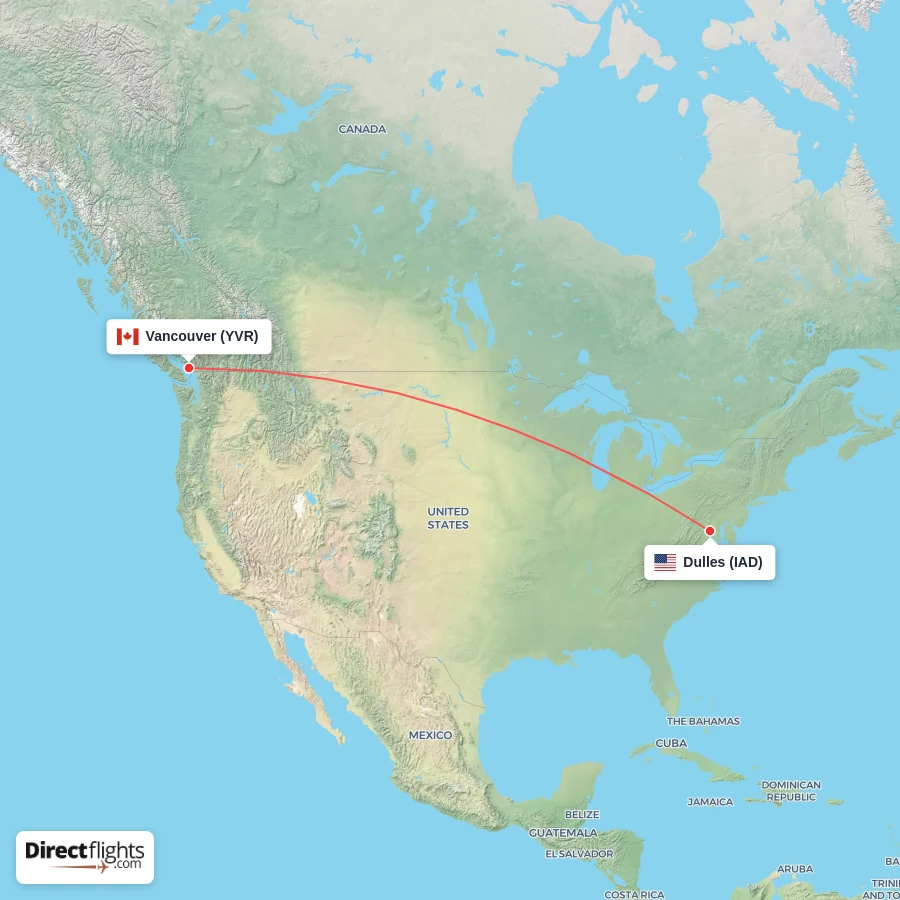 IAD - YVR route map