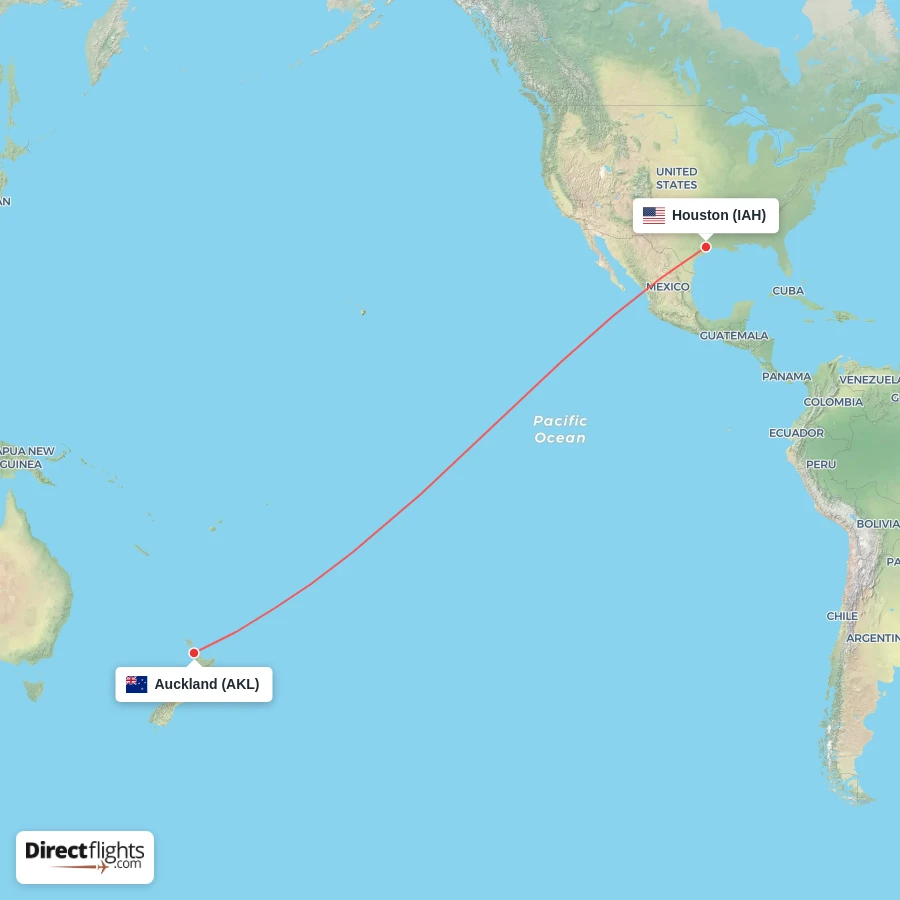 IAH - AKL route map