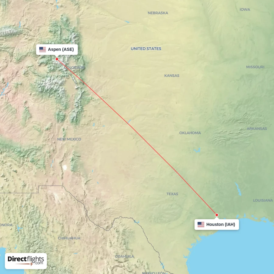 IAH - ASE route map