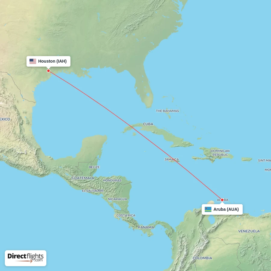 IAH - AUA route map