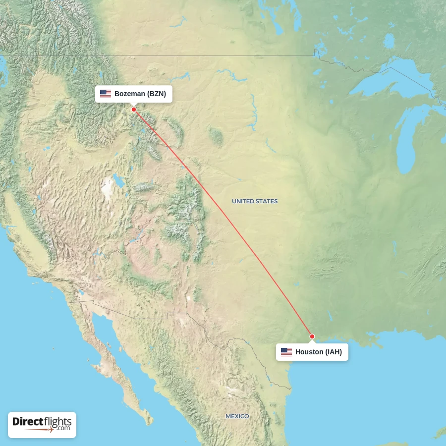 IAH - BZN route map
