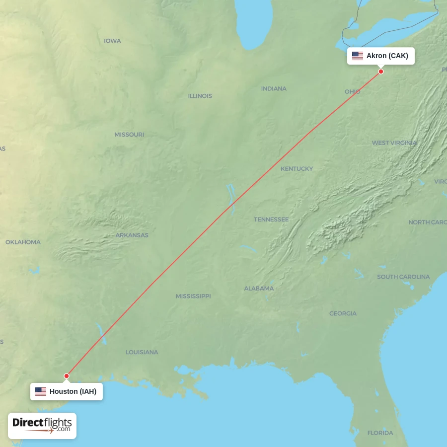IAH - CAK route map