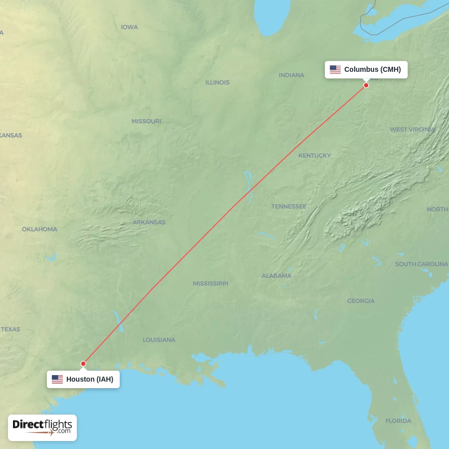 IAH - CMH route map