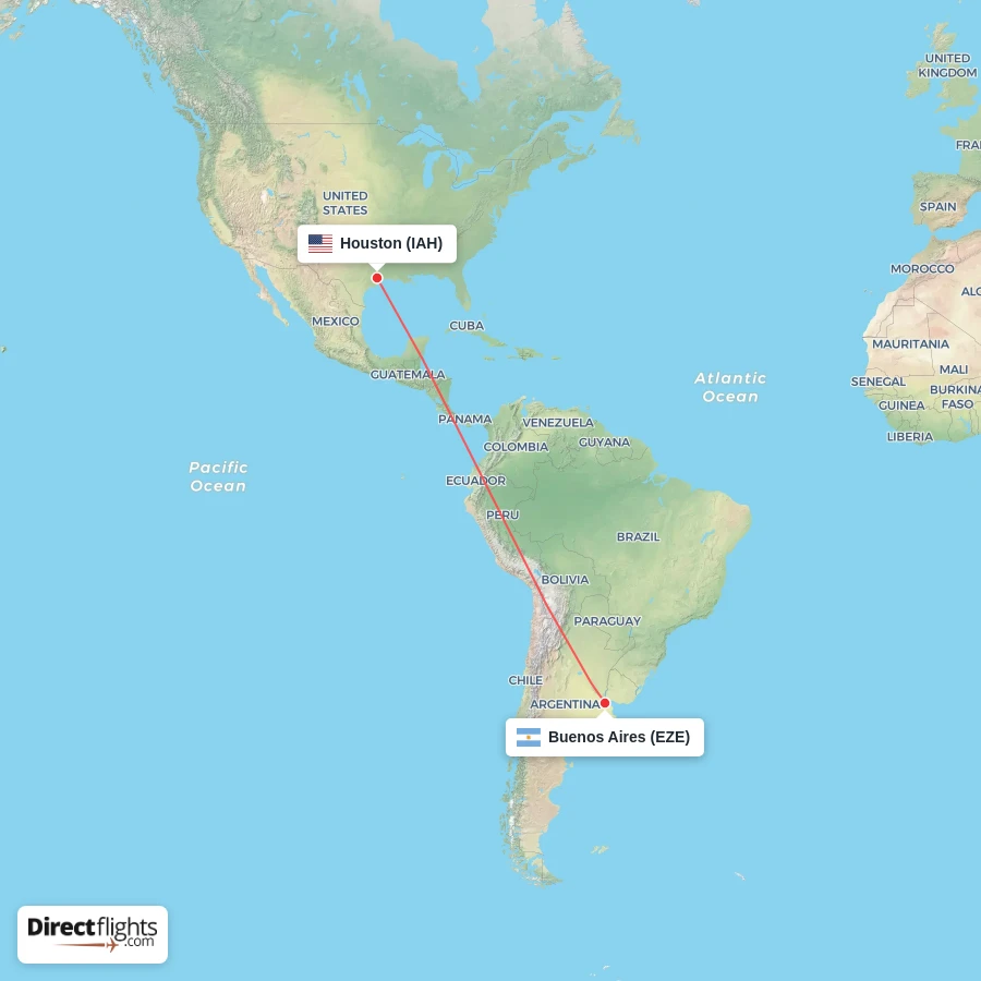 IAH - EZE route map